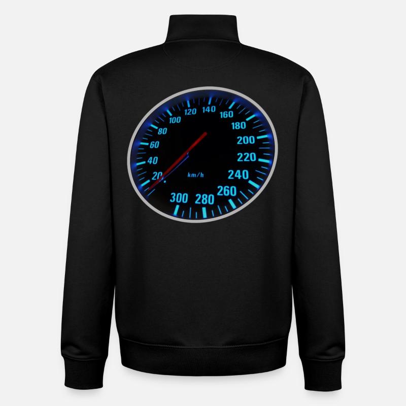 Compteur de vitesse bleu, Tacho - Design - Sweat zippé unisexe en coton bio Stanley/Stella - noir