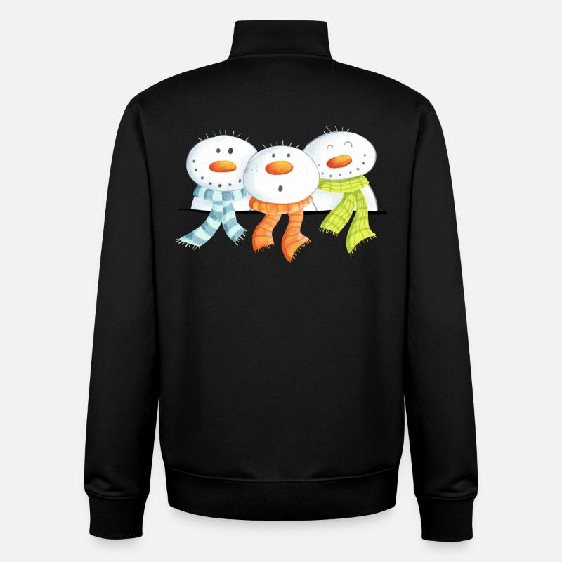 Three Snowmen - Christmas - Gift - Unisex Organic Zip Sweatshirt by Stanley/Stella - black