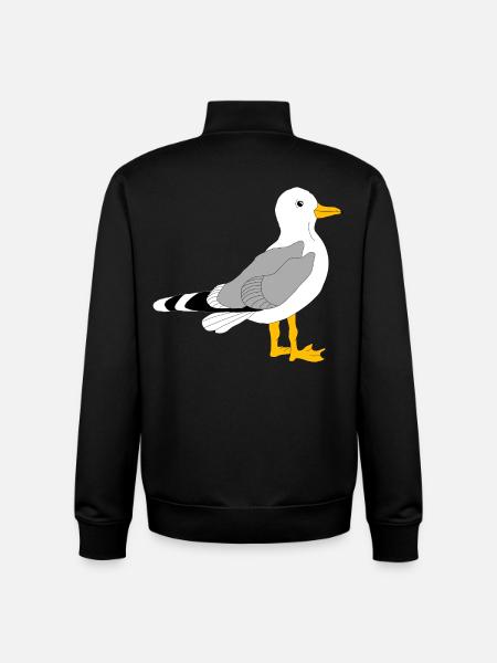 Whimsical Grey Wing Duck Illustration - Unisex Organic Zip Sweatshirt by Stanley/Stella - black
