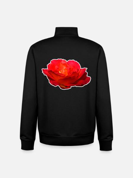 Cadeau de fleur rose rouge - Sweat zippé unisexe en coton bio Stanley/Stella - noir