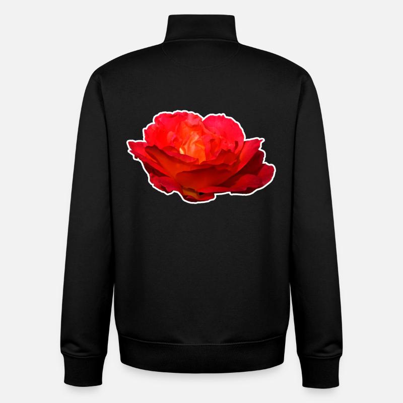 Rote Rose Blume Blüte Geschenk - Unisex Organic Zip Sweatshirt von Stanley/Stella - Schwarz