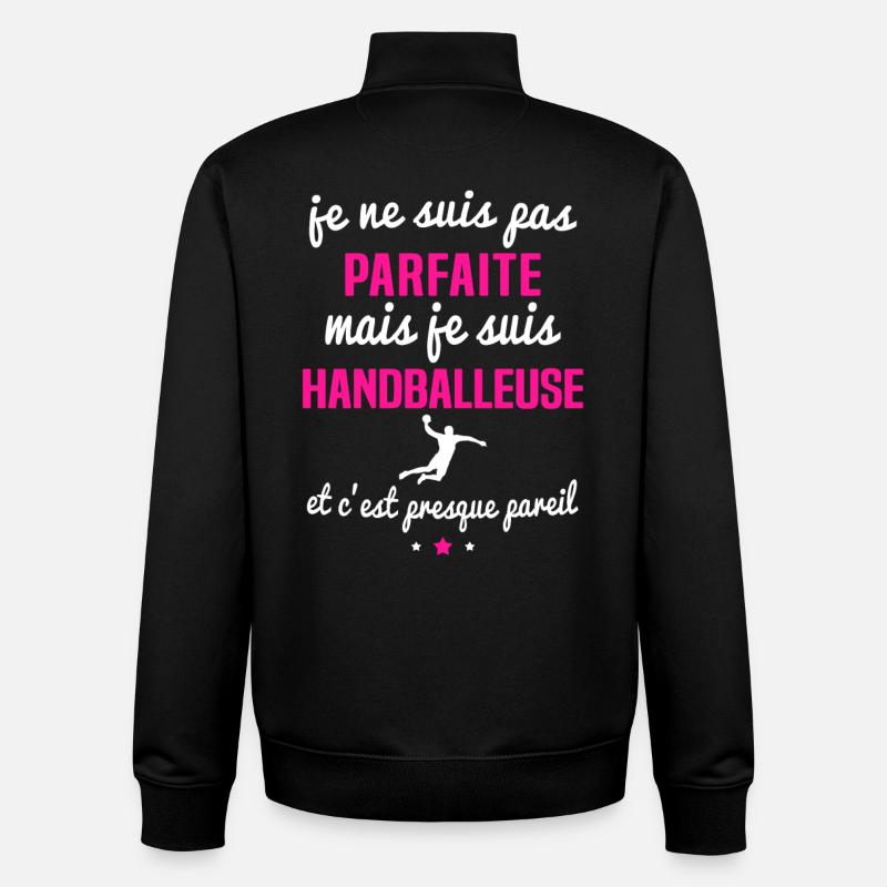 je ne suis pas parfaite mais je suis handballeuse - Sweat zippé unisexe en coton bio Stanley/Stella - noir