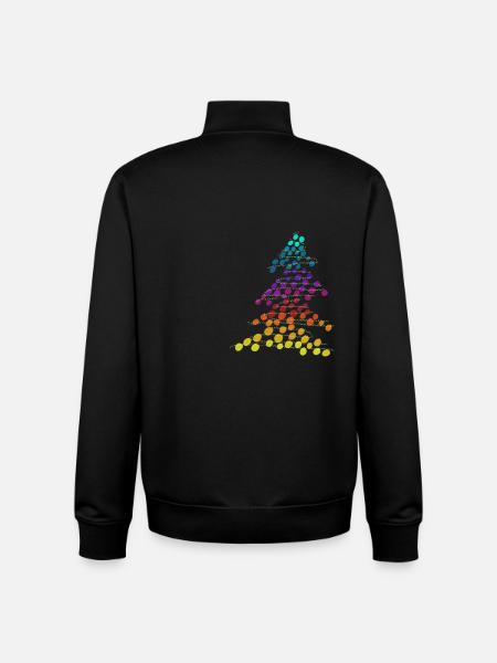 Rainbow Neon Christmas Tree – Dots & Lights - Unisex Organic Zip Sweatshirt by Stanley/Stella - black