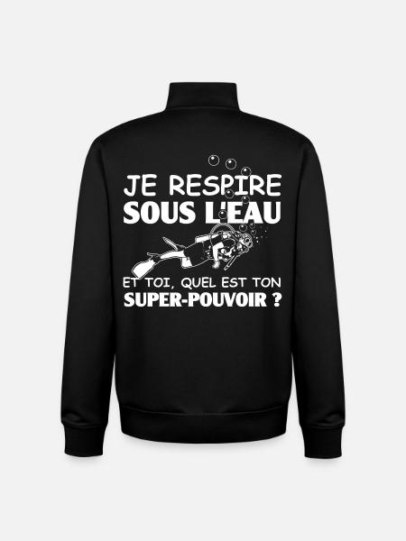 Super-Pouvoir Plongeuse - Sweat zippé unisexe en coton bio Stanley/Stella - noir