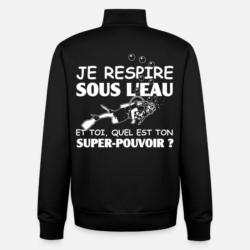 Super-Pouvoir Plongeuse - Sweat zippé unisexe en coton bio Stanley/Stella - noir