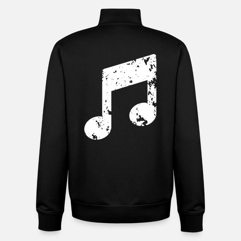 Musique Note - Sweat zippé unisexe en coton bio Stanley/Stella - noir