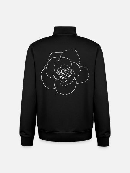 Rose blanche - Sweat zippé unisexe en coton bio Stanley/Stella - noir
