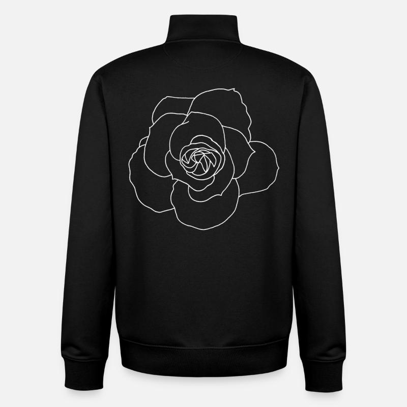 Rose blanche - Sweat zippé unisexe en coton bio Stanley/Stella - noir