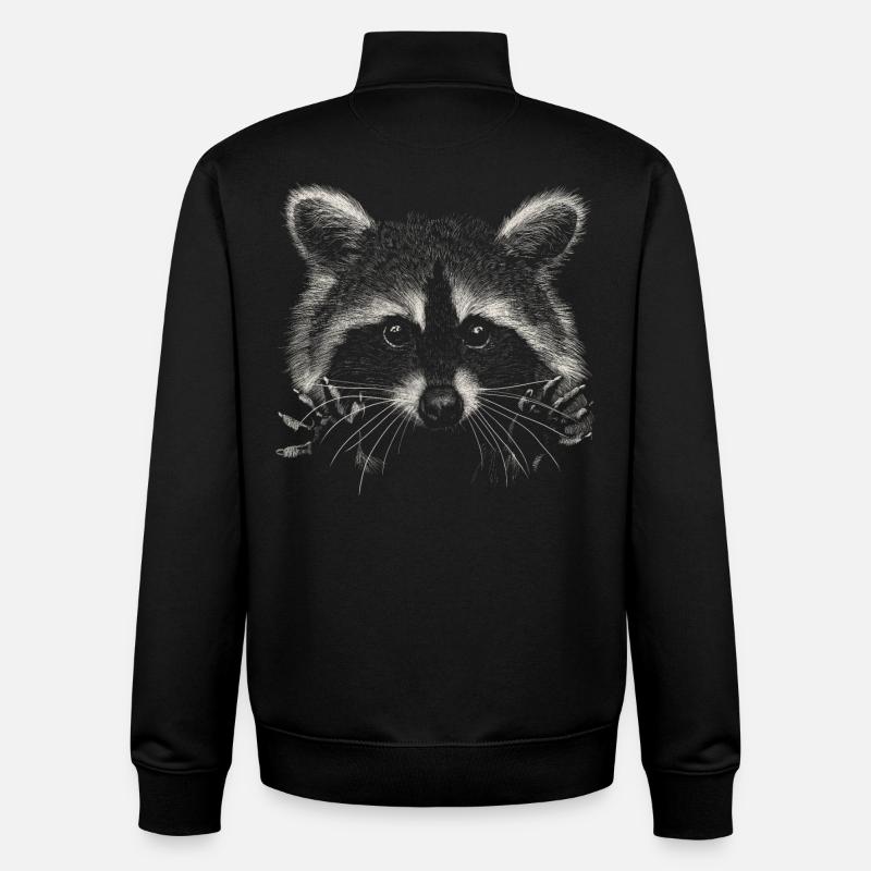 Raton laveur - Sweat zippé unisexe en coton bio Stanley/Stella - noir