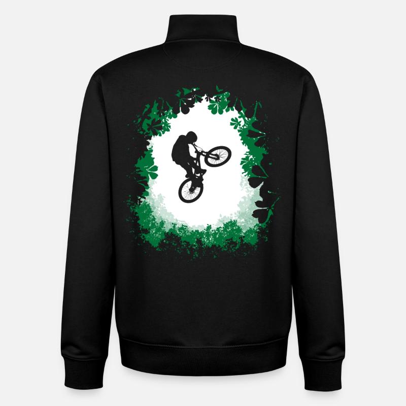 Dirt jump vtt dans la forêt - Sweat zippé unisexe en coton bio Stanley/Stella - noir