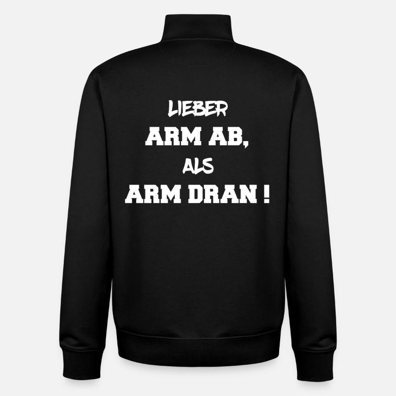 Dear arm, than poor - Unisex Organic Zip Sweatshirt by Stanley/Stella - black
