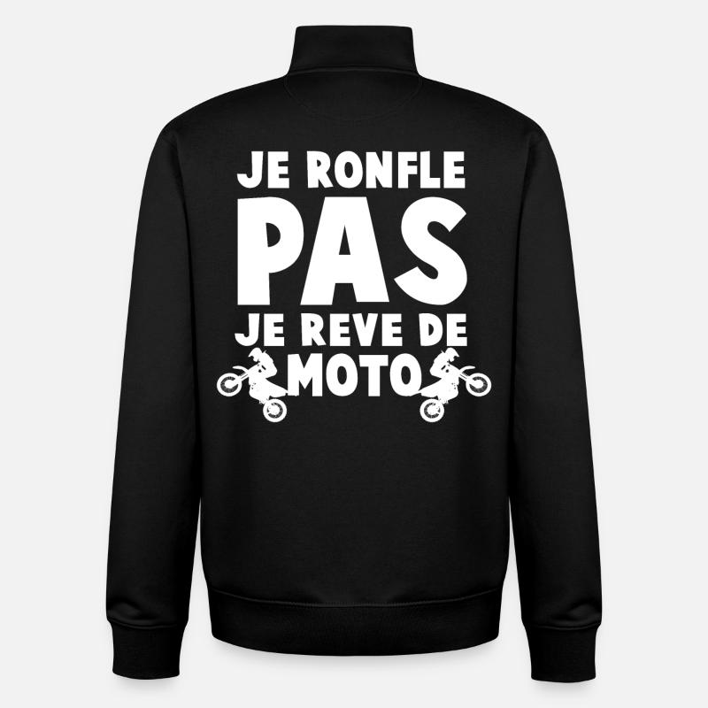 Humour Moto et Rêve d'Aventure - Sweat zippé unisexe en coton bio Stanley/Stella - noir