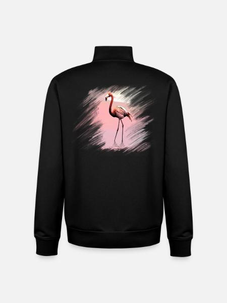 flamingo - Unisex Organic Zip Sweatshirt by Stanley/Stella - black