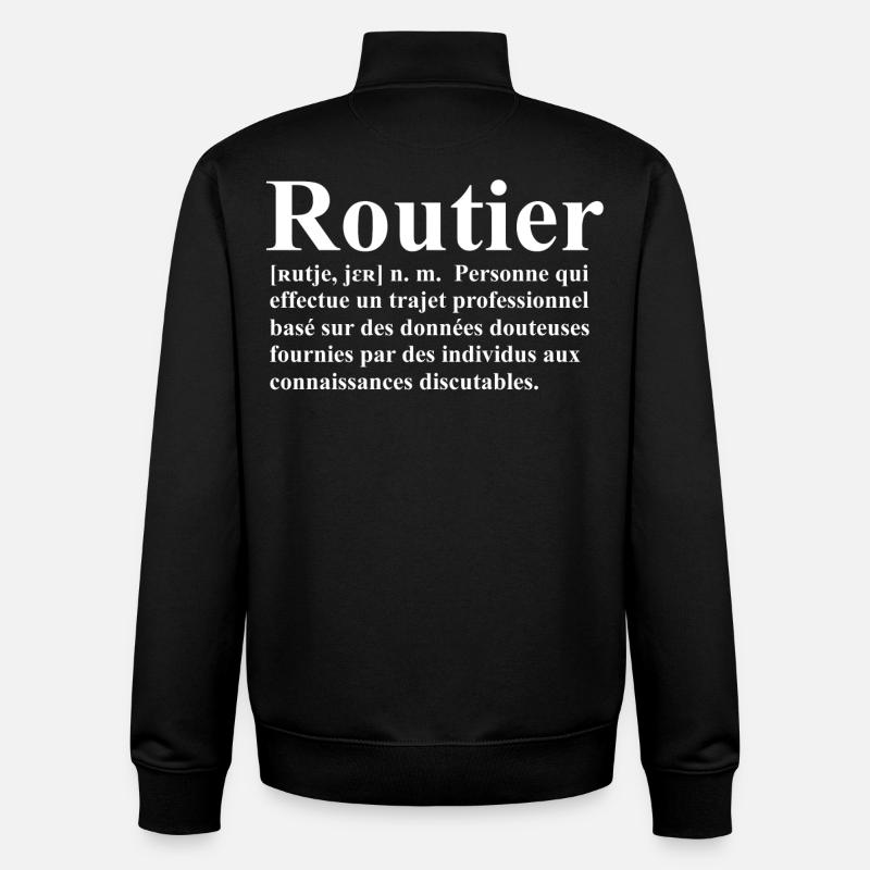Routier Définition - Sweat zippé unisexe en coton bio Stanley/Stella - noir