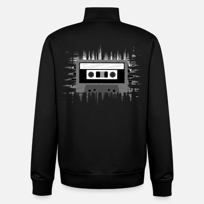 Cassette audio - Sweat zippé unisexe en coton bio Stanley/Stella - noir