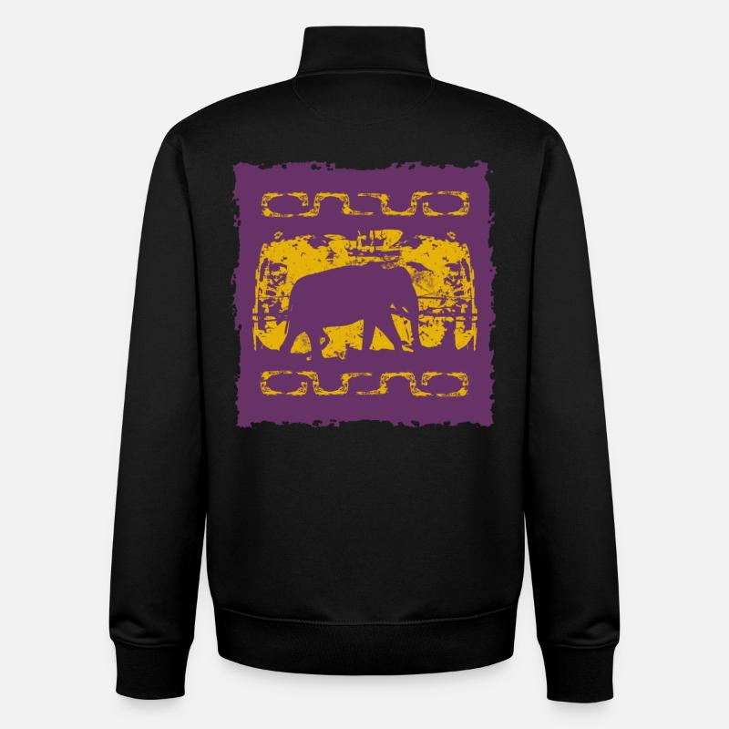 Silhouette d’éléphant aux motifs tribaux - Sweat zippé unisexe en coton bio Stanley/Stella - noir