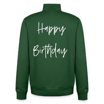 Joyeux anniversaire - Sweat zippé unisexe en coton bio Stanley/Stella - vert bouteille - Dos - AI Model Male 185 dark (185cm)