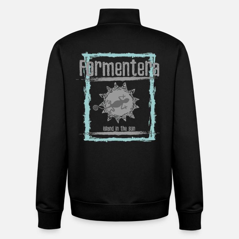 Formentera Sun Island Design - Sweat zippé unisexe en coton bio Stanley/Stella - noir