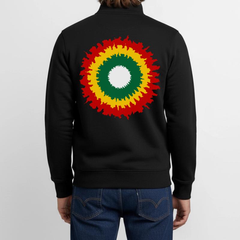 Vibrant rasta pattern with fire effect Unisex Organic Zip Sweatshirt by Stanley/Stella