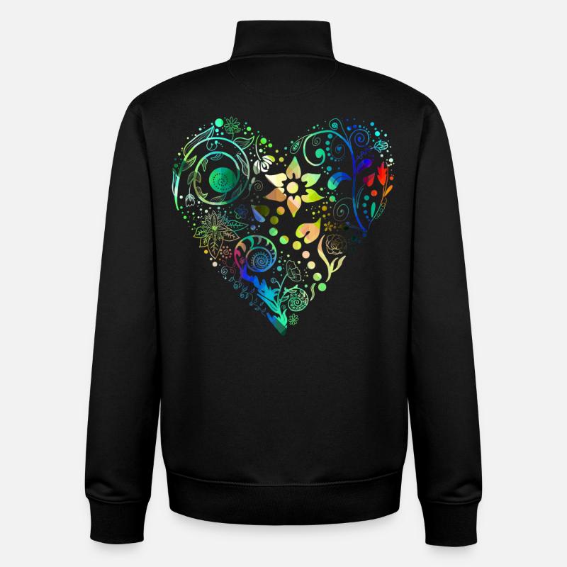 Blumenherz Regenbogen - Unisex Organic Zip Sweatshirt von Stanley/Stella - Schwarz