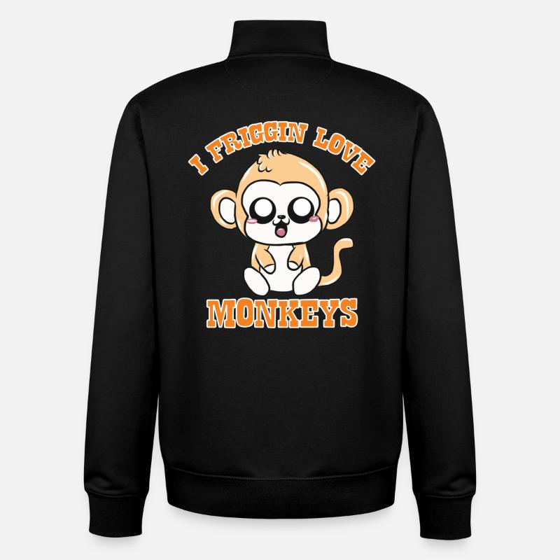 monkey - Unisex Organic Zip Sweatshirt by Stanley/Stella - black