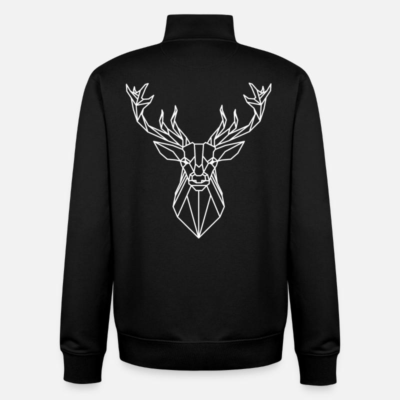 Geometrischer Hirschkopf - Unisex Organic Zip Sweatshirt von Stanley/Stella - Schwarz