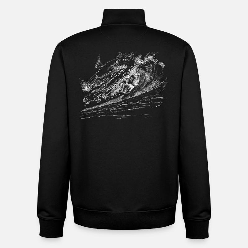 surfing - Sweat zippé unisexe en coton bio Stanley/Stella - noir