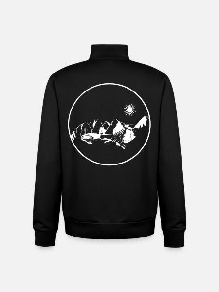 Circle Stamp Mountain Landscape Moonlight - Unisex Organic Zip Sweatshirt by Stanley/Stella - black