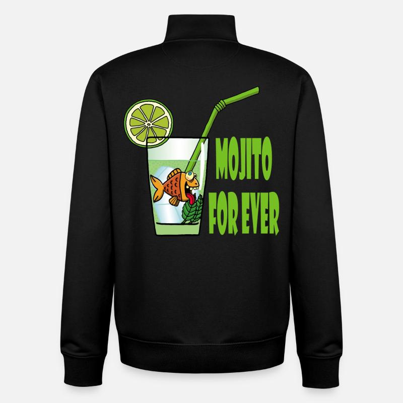 Mojito et poisson rouge - Sweat zippé unisexe en coton bio Stanley/Stella - noir