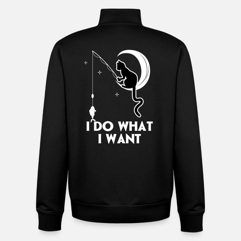 Je fais ce que je veux Drôle Chat - Sweat zippé unisexe en coton bio Stanley/Stella - noir