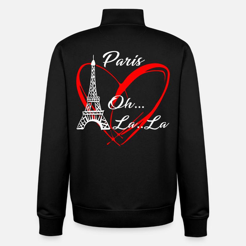 Paris Tour Eiffel J'aime Paris Ooh La La - Sweat zippé unisexe en coton bio Stanley/Stella - noir