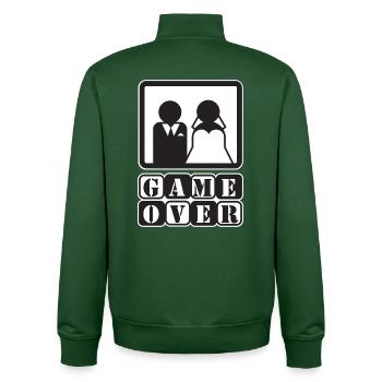 Bachelor party Bachelorette Game Over saying - Unisex Organic Zip Sweatshirt by Stanley/Stella - bottle green - Back - AI Model Male 185 dark (185cm)