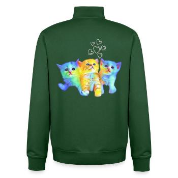 Colorful baby cats - Unisex Organic Zip Sweatshirt by Stanley/Stella - bottle green - Back - AI Model Male 185 dark (185cm)