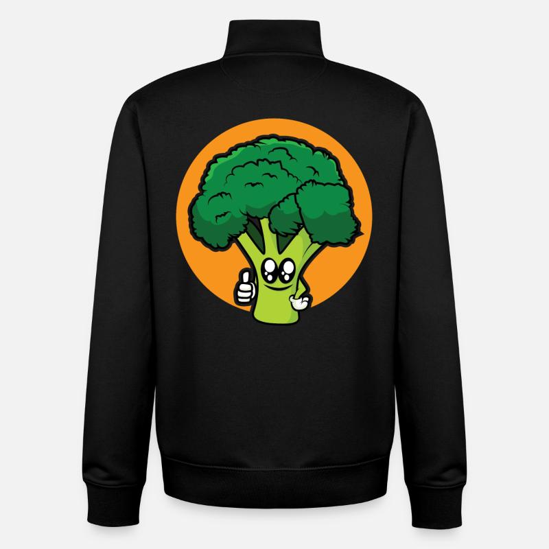 brocoli rigolo - design - Sweat zippé unisexe en coton bio Stanley/Stella - noir