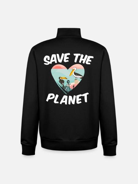 Save The Planet - Unisex Organic Zip Sweatshirt by Stanley/Stella - black