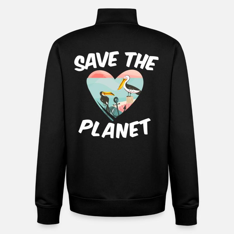 Save The Planet - Unisex Organic Zip Sweatshirt by Stanley/Stella - black