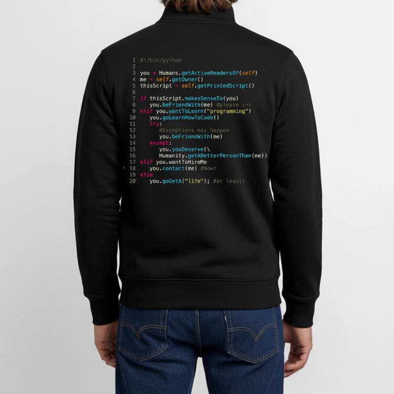 Be friends with programmers (in Python) Unisex Organic Zip Sweatshirt by Stanley/Stella