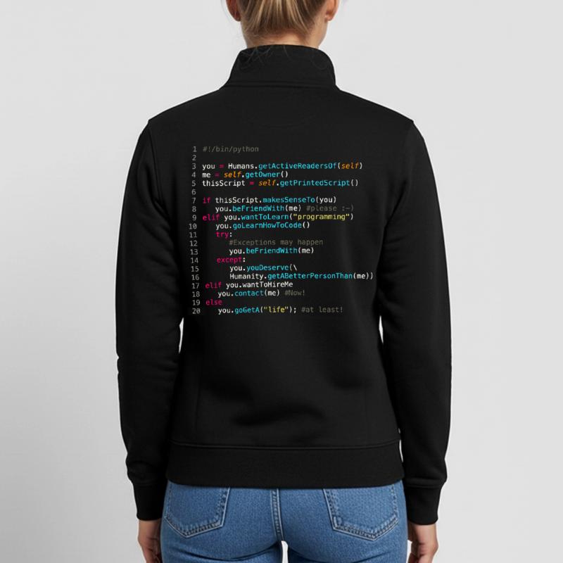 Be friends with programmers (in Python) Unisex Organic Zip Sweatshirt by Stanley/Stella