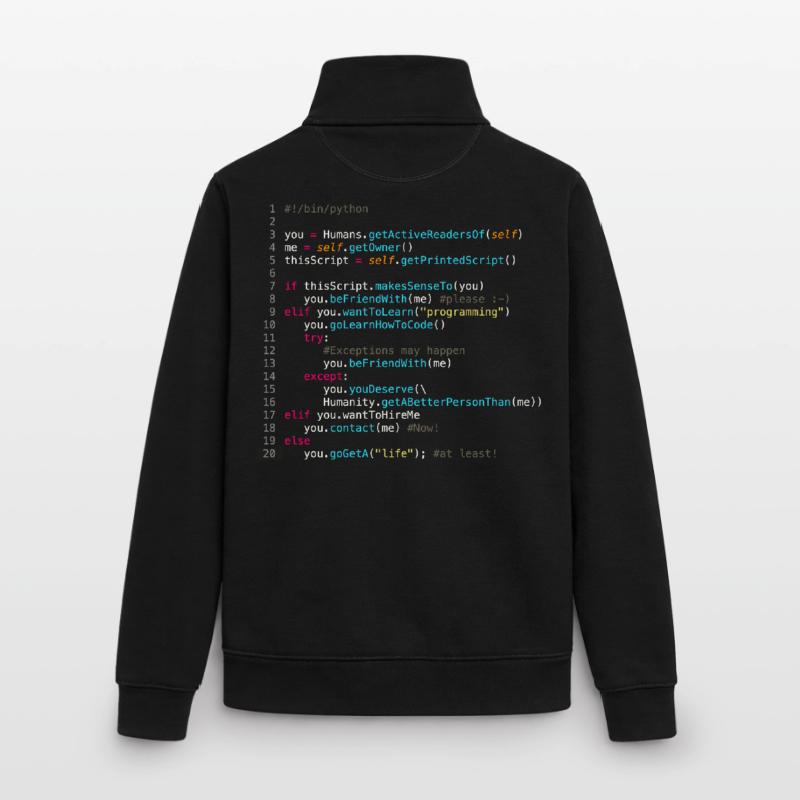 Be friends with programmers (in Python) Unisex Organic Zip Sweatshirt by Stanley/Stella
