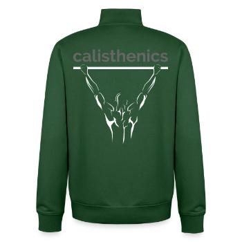 Calisthenics Fitness Workout Cali Gym Symbol Logo - Sweat zippé unisexe en coton bio Stanley/Stella - vert bouteille - Dos - AI Model Male 185 dark (185cm)