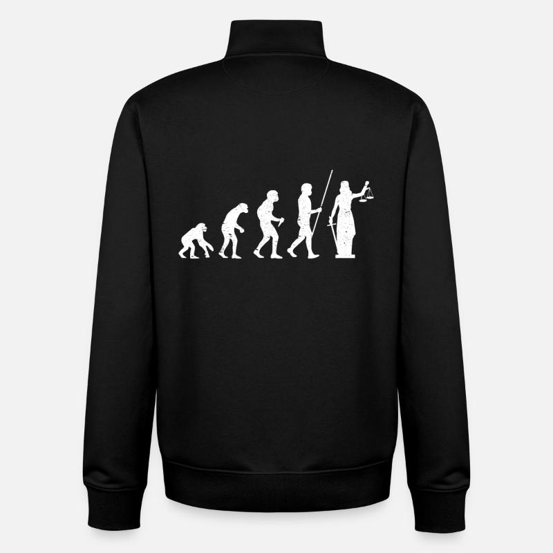 Juriste Jurist Law Justitia Évolution - Sweat zippé unisexe en coton bio Stanley/Stella - noir