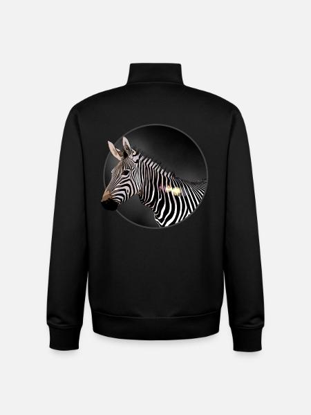 zèbre - Sweat zippé unisexe en coton bio Stanley/Stella - noir