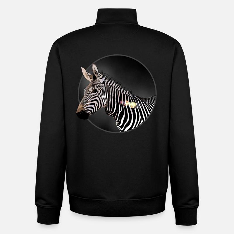 zèbre - Sweat zippé unisexe en coton bio Stanley/Stella - noir