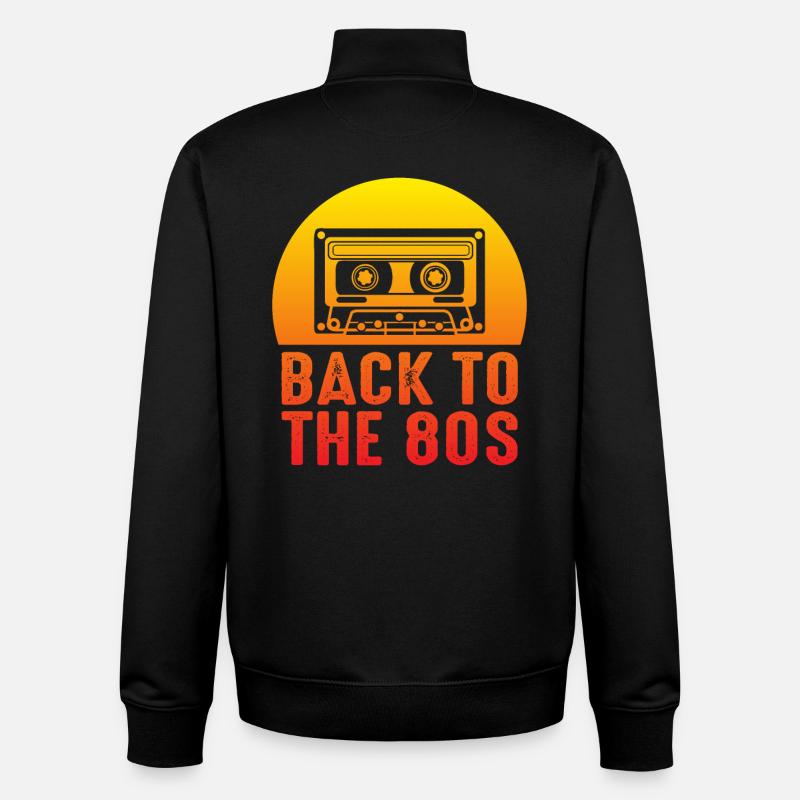 Cassette des années 80 - Sweat zippé unisexe en coton bio Stanley/Stella - noir