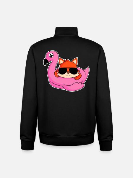 Fuchs im Flamingo - Design - Unisex Organic Zip Sweatshirt von Stanley/Stella - Schwarz