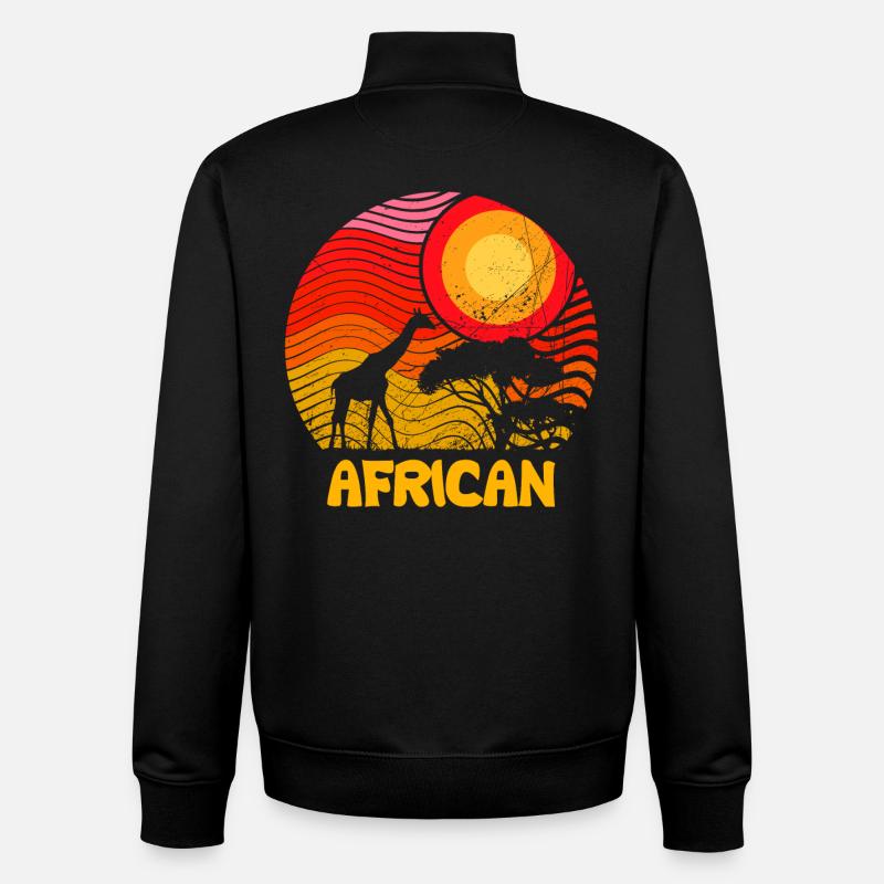 AFRICAN Giraffe Sun Savannah - Design - Sweat zippé unisexe en coton bio Stanley/Stella - noir