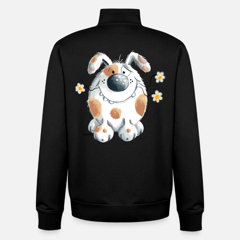 Chien avec la fleur - Sweat zippé unisexe en coton bio Stanley/Stella - noir