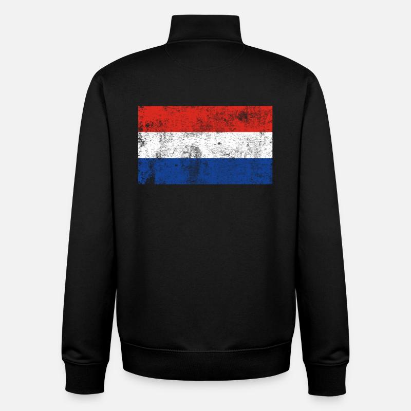Drapeau Pays-Bas Drapeau Grunge Retro Vintage - Sweat zippé unisexe en coton bio Stanley/Stella - noir