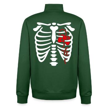 Halloween rib cage gamer heart game controller - Unisex Organic Zip Sweatshirt by Stanley/Stella - bottle green - Back - AI Model Male 185 dark (185cm)