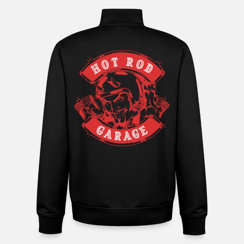 Hot Rod Garage V8 - Sweat zippé unisexe en coton bio Stanley/Stella - noir